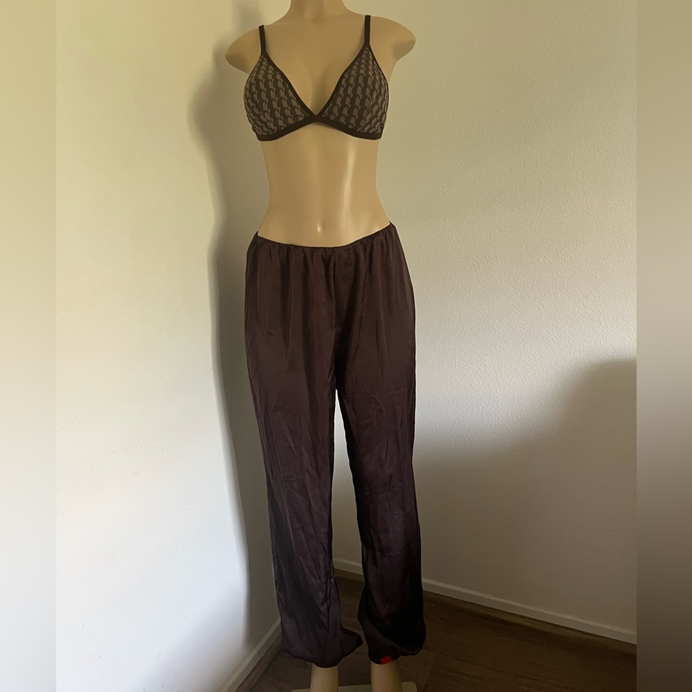 Sheer Bralette & Satin Lounge Pants Set | 2-Piece Lingerie